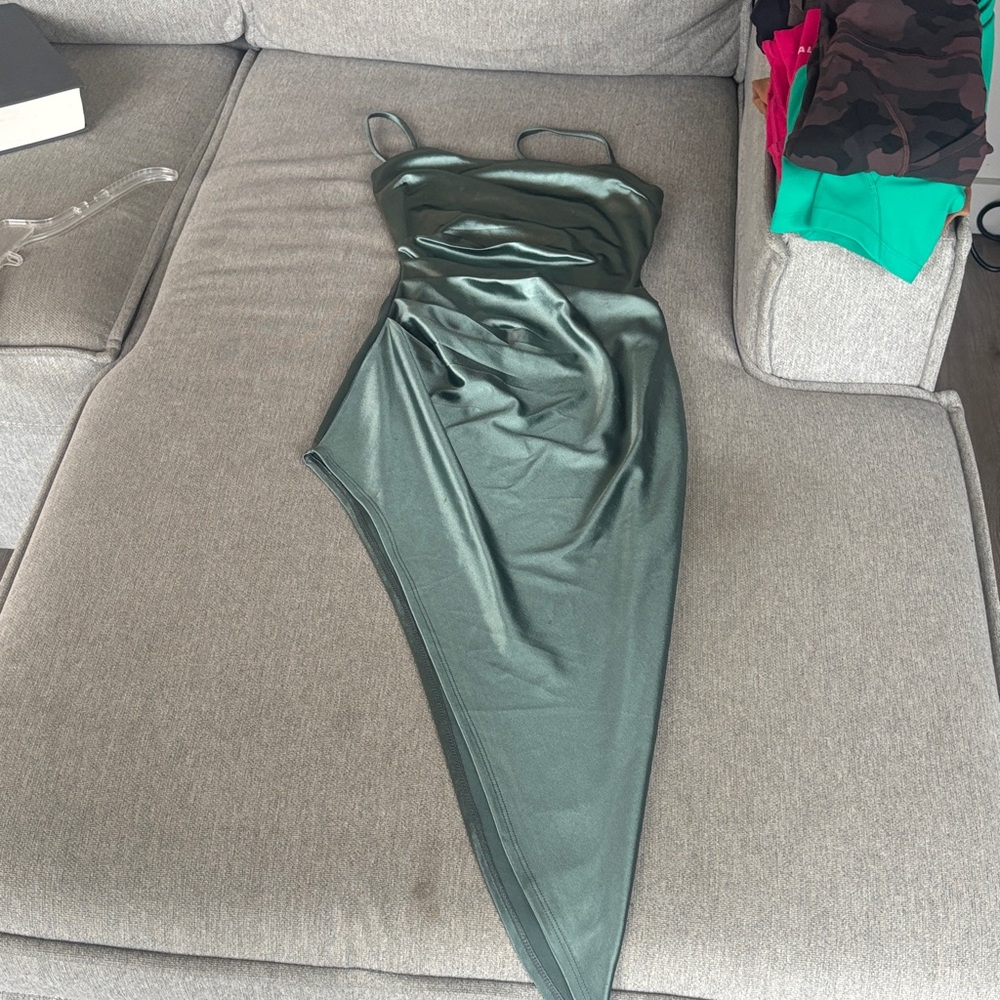 Windsor Metallic Green Asymmetrical Dress